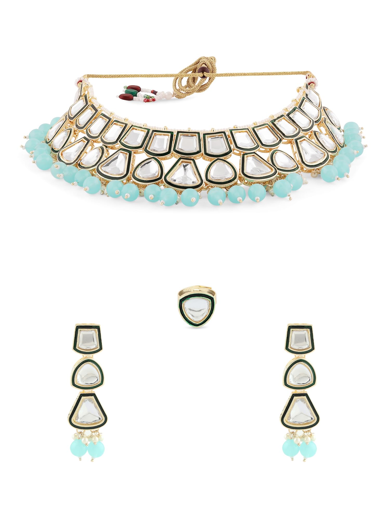 See full amazon price history chart for ZAVERI PEARLS Turquoise Blue Beaded Kundan Choker Necklace Earring & Ring Set For Women-ZPFK16364 ZAVERI PEARLS Turquoise Blue Beaded Kundan Choker Necklace Earring & Ring Set For Women-ZPFK16364 (B0CFLQCLWV) Amazon Price History, Amazon Price Tracker