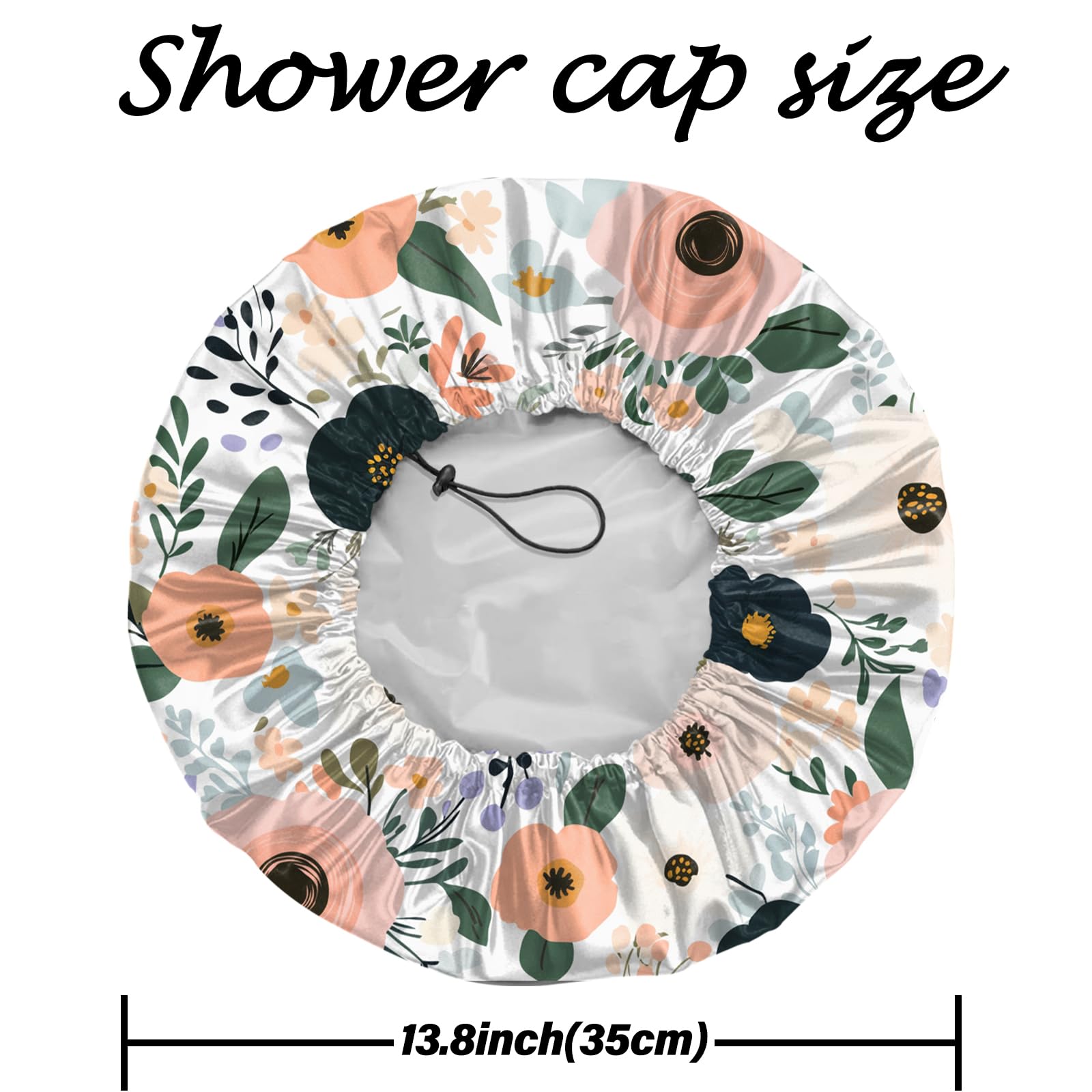 Deokke 2 PCS Shower Cap Reusable Large Waterproof Adjustable Double Layer Elastic Dry Hair Bathing Caps Aesthetic Cute for Women Girls (Q16-Butterfly Flower) - Image 2