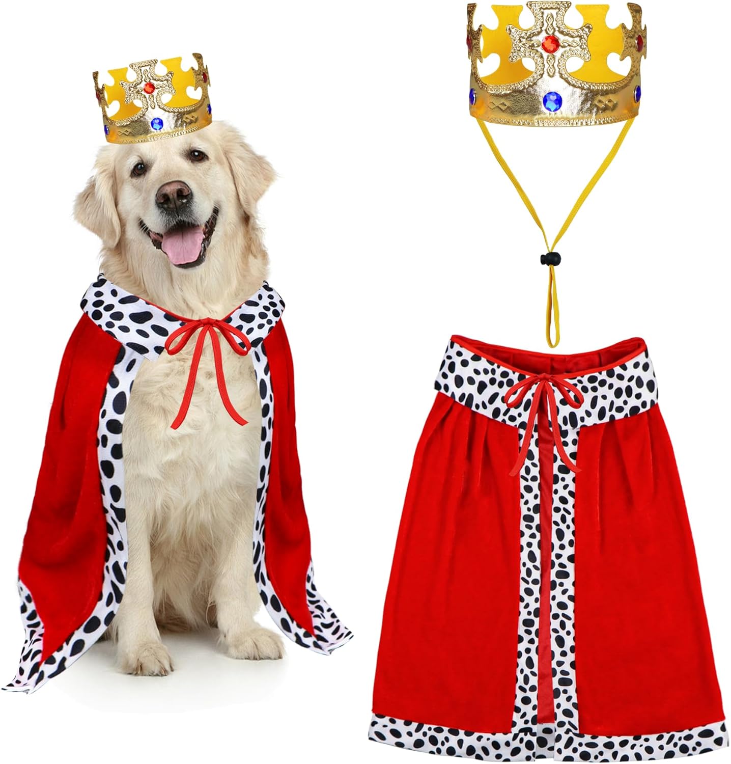 Disfraz de Rey para Perro Halloween, Capa y Corona Talla Grande