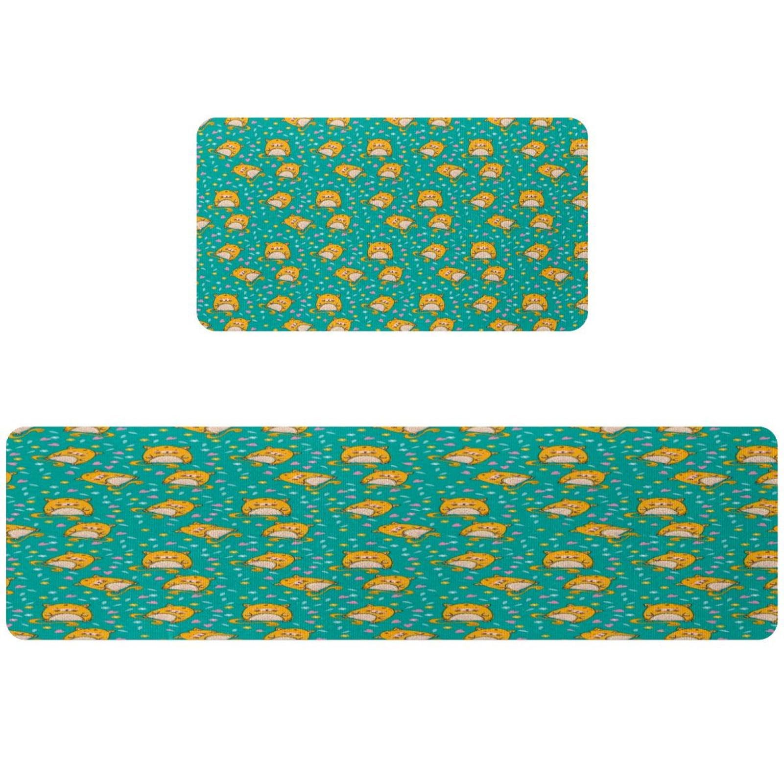 Alfombrillas de cocina de hámster VAPOKF con diseño floral lavables y antideslizantes