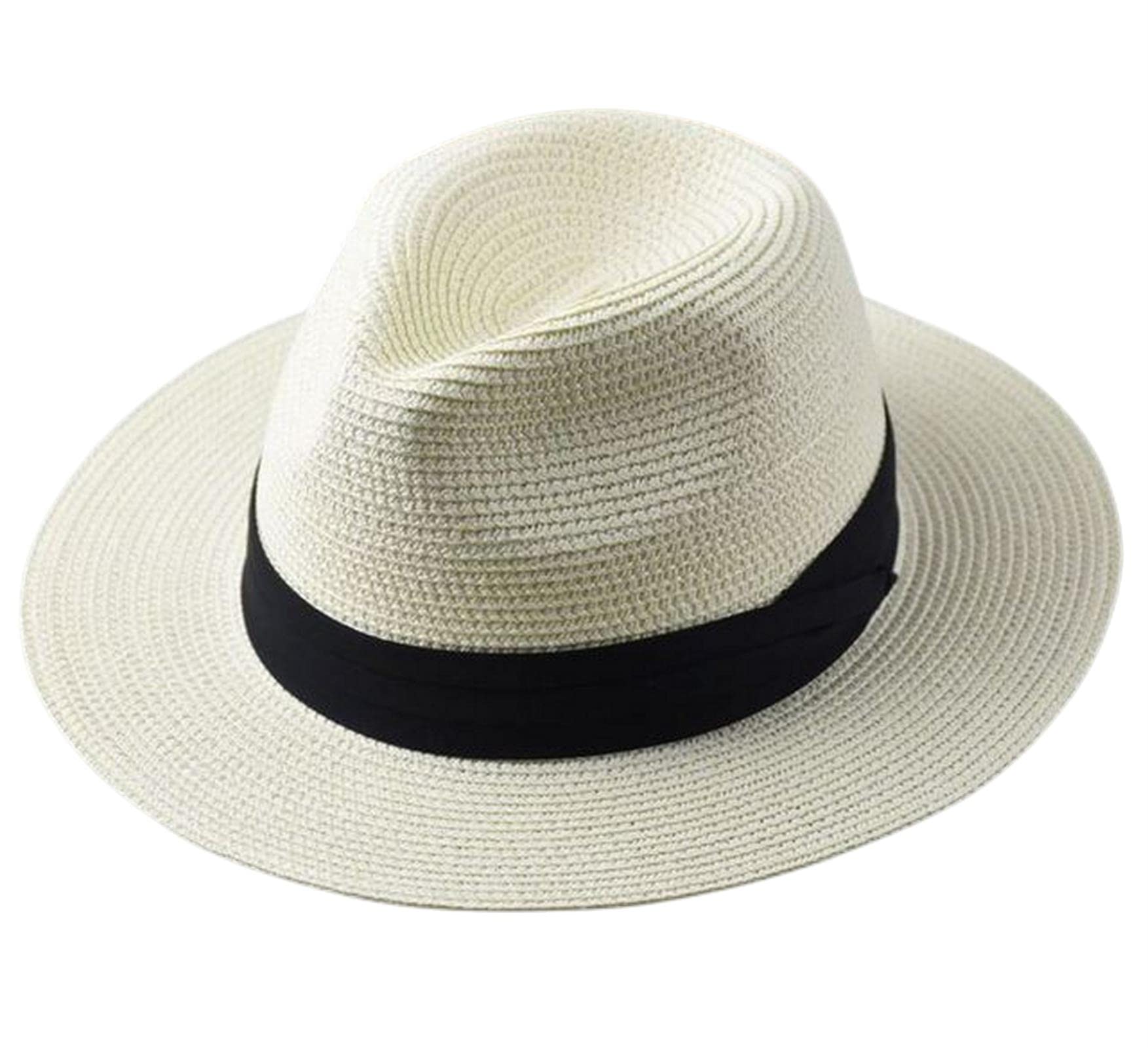 FORKIS Sombrero de Panamá de gran tamaño para hombre, sombrero de paja para mujer, sombrero de paja de ala ancha, gorra de fedora para adultos, sombreros plegables para hombres, 55-57 cm, 58-60 cm