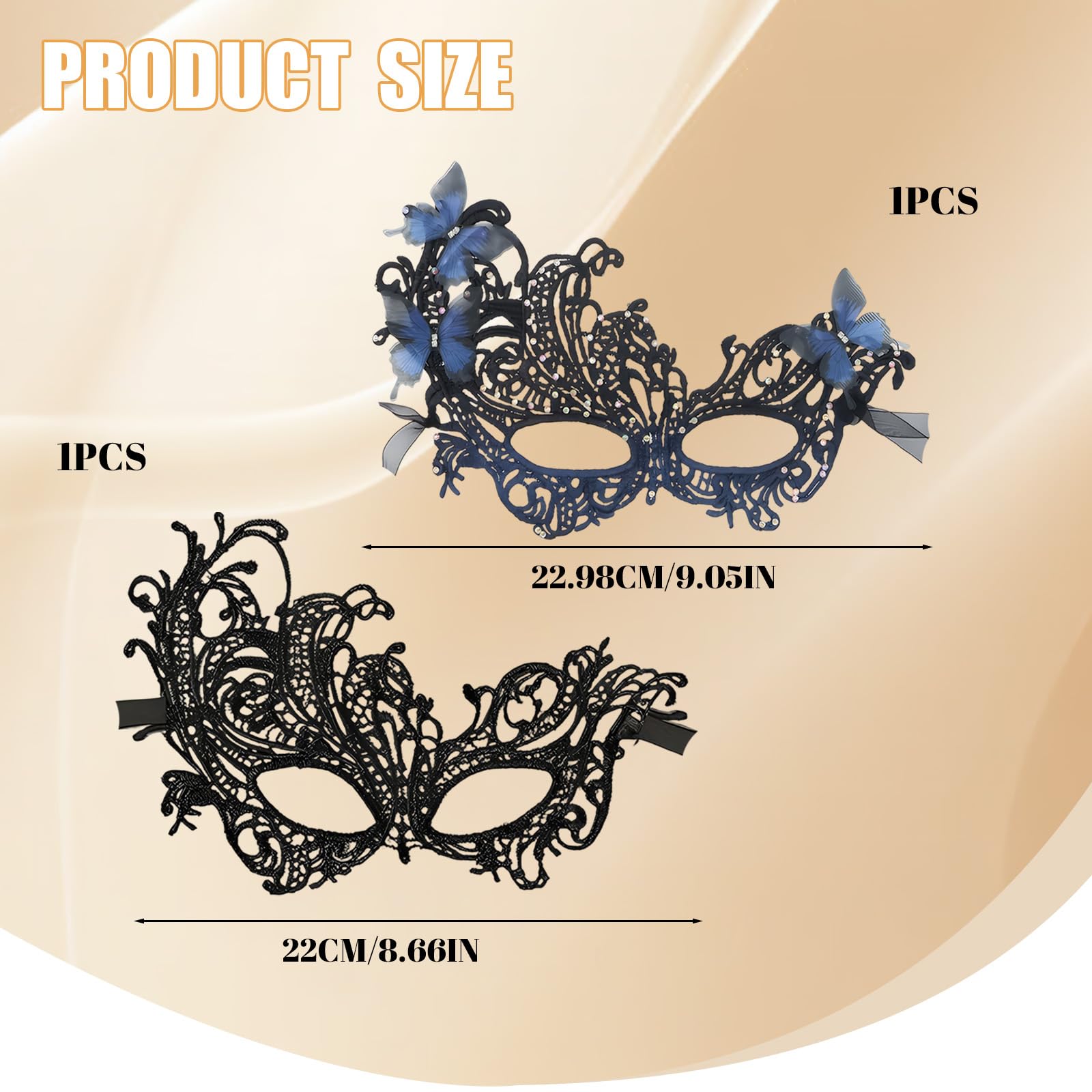 Masquerade Mask for Women 2 Pack Black Masquerade Masks - Image 2