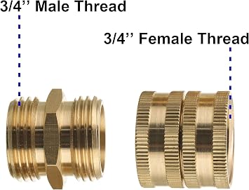 M MINGLE Garden Hose Adapter, Male to Male, Female to Female, 3/4’’ Brass Connector, 4-Pack with Extra 4 Washers | Standard 3/4” GHT, Solid Brass Connector, Rust-resistant, Easy to Install, No Leakage, Extra 4 Washers