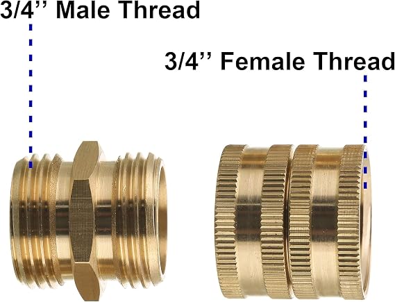 M MINGLE Garden Hose Adapter, Male to Male, Female to Female, 3/4’’ Brass Connector, 4-Pack with Extra 4 Washers | Standard 3/4” GHT, Solid Brass Connector, Rust-resistant, Easy to Install, No Leakage, Extra 4 Washers