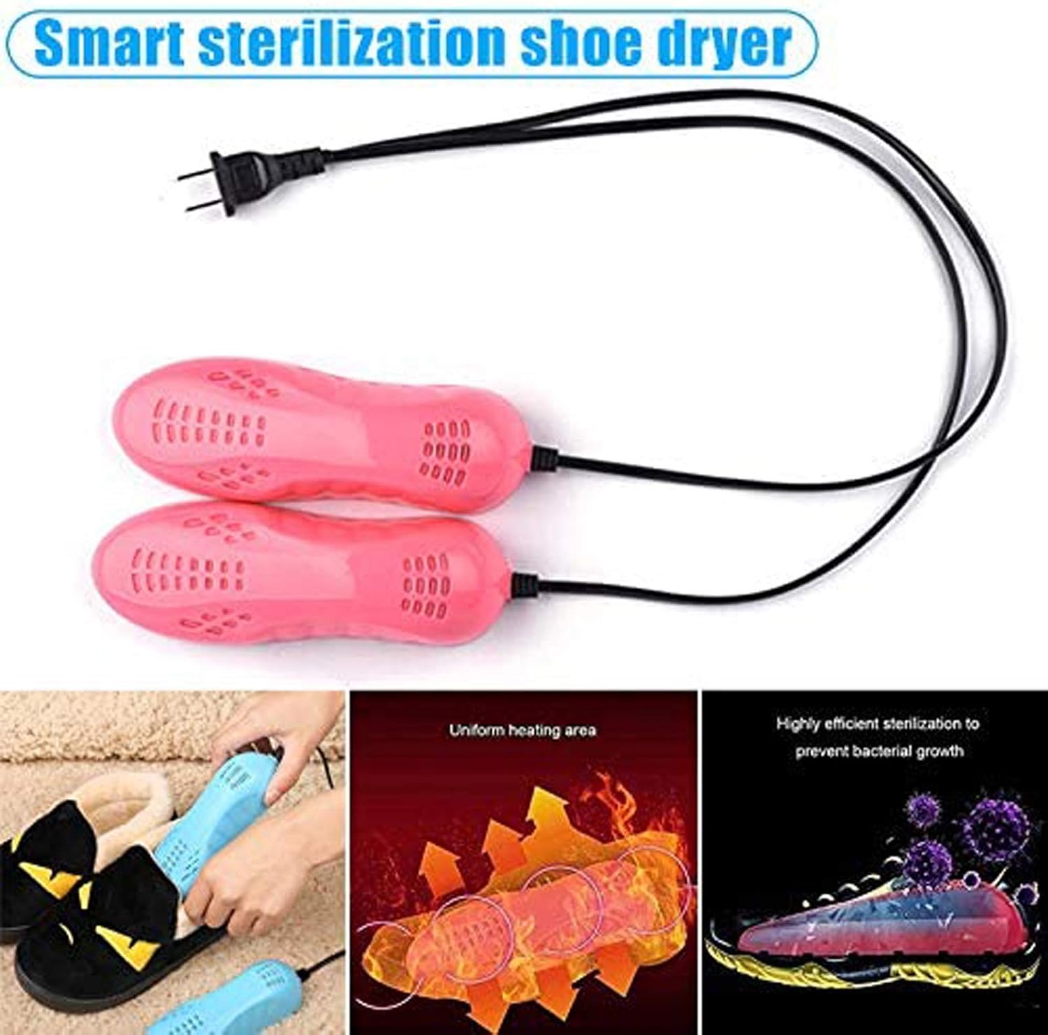 Portable Smart Shoe Dryer Constant Temperature Quick Drying Shoes Remove Smell (Pink EU) (Blue EU)