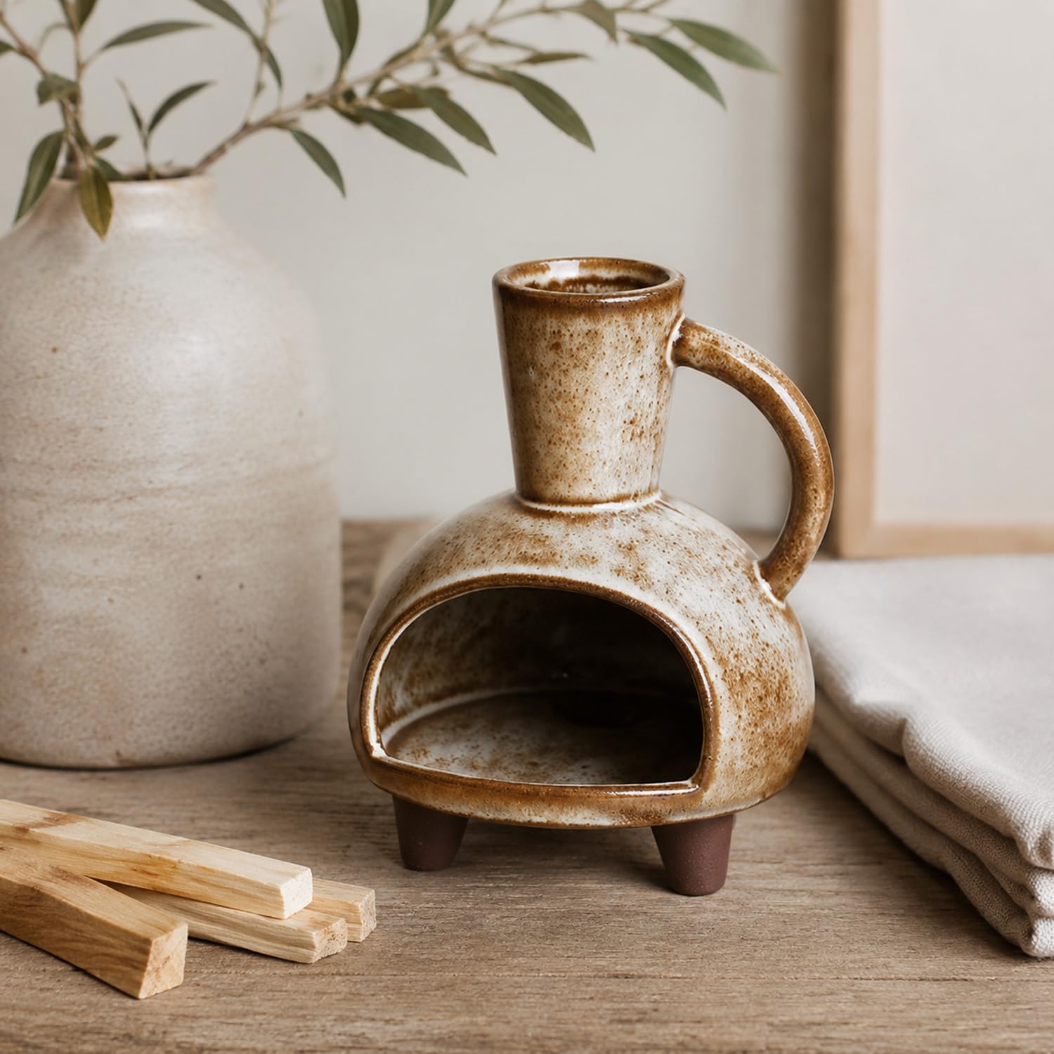 Soporte de cerámica para palo santo, quemador de incienso para mini