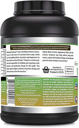 Miniatura 3 de Amazing Formulas Grass FED Whey Protein 5 Lbs sin OMG sin gluten -Hecho con edulcorante natural y sabor - libre de rBGH y RBST - Soporta la