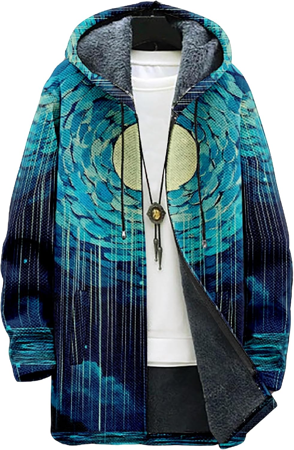 Winter Coats For Men Galaxy 3D Print Long Sleeve Zipper Big And Tall Cardigan Fleec...