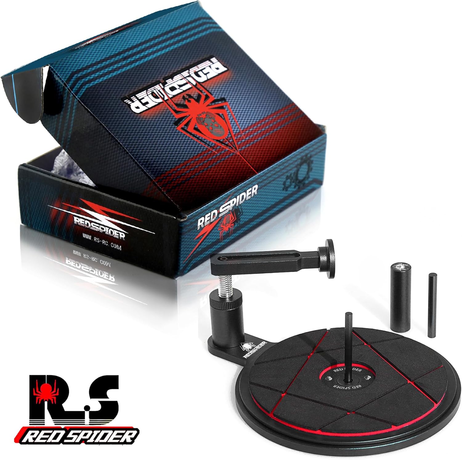 REDSPIDER Aluminum 1/8 1/10 RC Tire Gluing Tools RC semi-Automatic tire Gluer Fit for Including 40MM and Tires Below 40MM 1/8 1/10 On-Road/Off-Road/Drift Car（Blue）