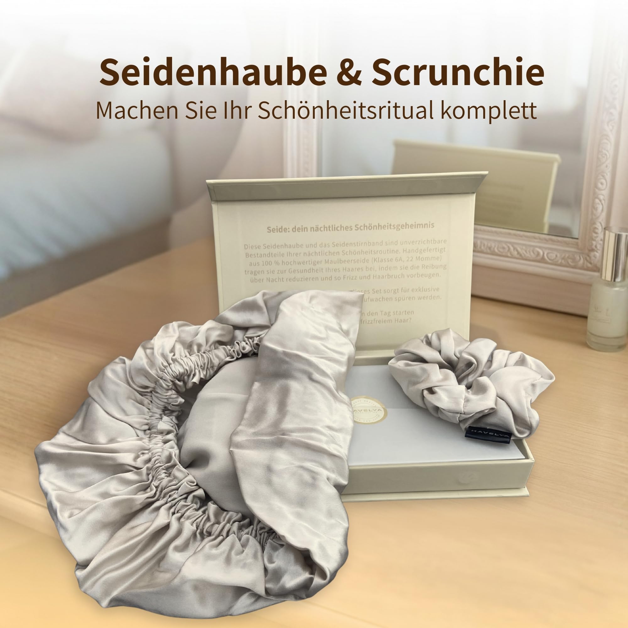 Gorro de seda para dormir de seda de morera de 22 mommes. Gorro de dormir antideslizante y antiarañazos, contra el encrespamiento, rotura del cabello, puntas secas e ideal para cabello largo, rizos y