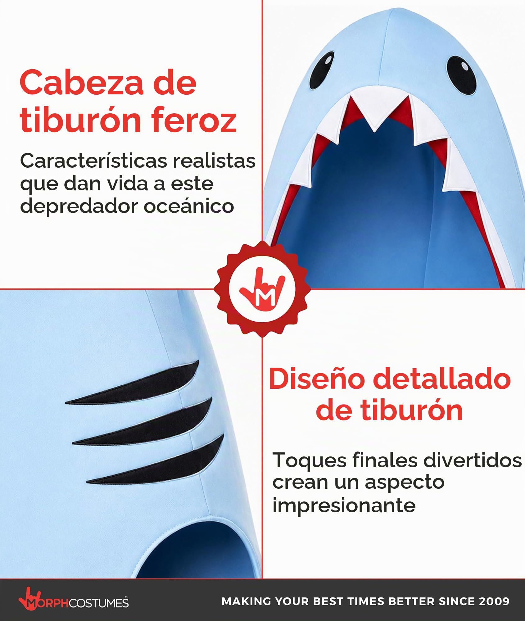 Fun Shack Disfraz Tiburon Hombre, Mono Halloween Hombre | Mono de Tiburón Azul, Capucha Integrada, Diseño de Cuerpo Entero, Perfecto para Halloween, Ideal para Cosplay