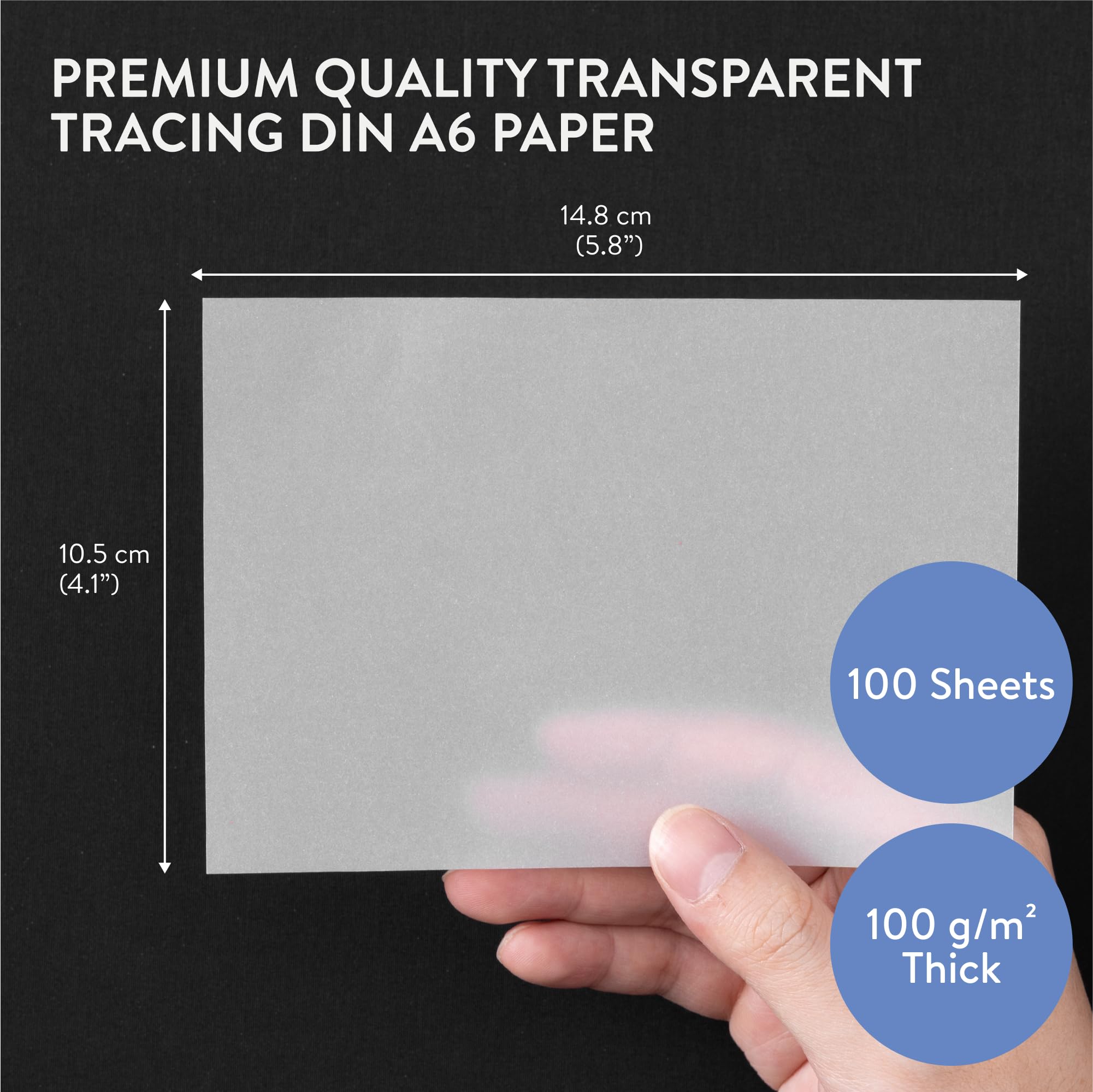 WINTEX Papier Calque Transparent A6 - Lot de 100 - Feuilles de Calque pour l'Impression Jet d'Encre - Papiers Transparents Design et Architecture