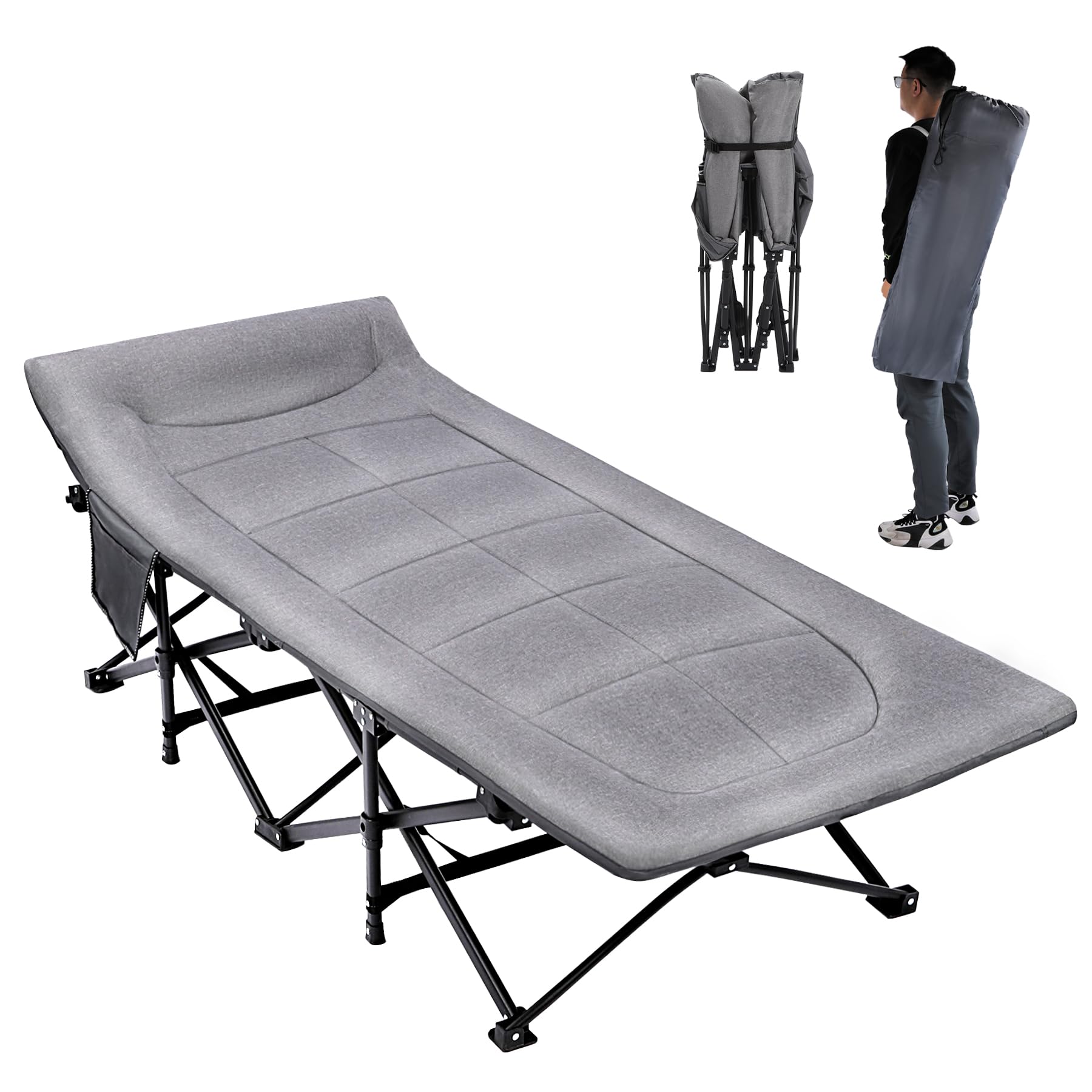 REDCAMP Folding Camp Beds for adults with Soft Mattress support 500 lbs, Extra Wide Single Sturdy Camping Bed, Lightweight Sleeping cot Portable for Outdoor Indoor