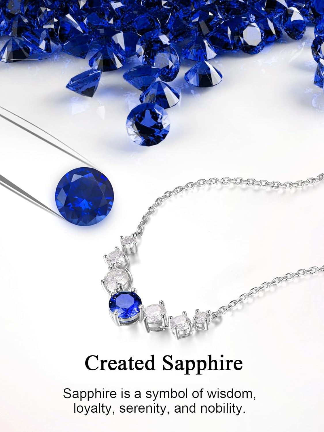 7 Stones Moissanite/Sapphire/Ruby/Emerald Necklace for Women, 2.80/1.62 Carat Pendant Necklace, Solid 925 Sterling Silver, Anniversary Romantic Gift for Her, Birthday Gifts for Mom Wife Daughter - Image 7