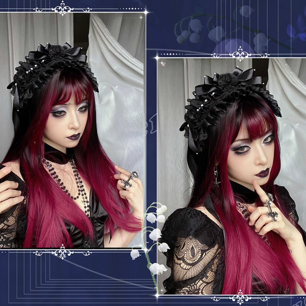 Long  EMO Wig gothic, wig  human hair mix black brown and pink. il_1080xN.4778627448_h1zp.jpg main image 2