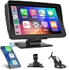 Hodozzy Wireless CarPlay Screen for Car, Android Auto Protable Car Stereo, 7 Inch Touch Screen Car Radio with Airplay Voice Control Bluetooth FM AUX, Display Car Player Car play Touch Screen for Car