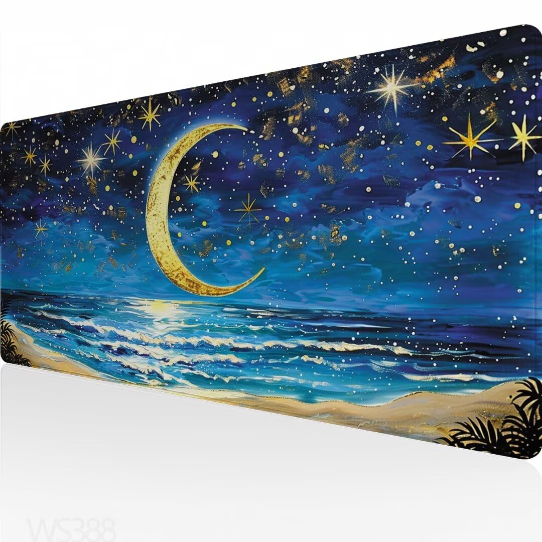 Alfombrilla Ratón XXL 1500x800x3mm, Alfombrilla Ratón cielo estrellado Alfombrilla Escritorio, Estrella Alfombrilla Raton, con Superficie Base de Goma Antideslizante, Alfombrilla Ratón Gaming WS-388