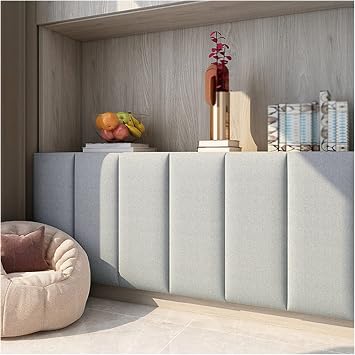 Peel and Stick Headboard, 3D Self-Adhesive Wall Padding, 3.2Cm Upholstered Anti-Collision Wall Panel for Bedroom Playroom Decor, 160x50cm, Gray