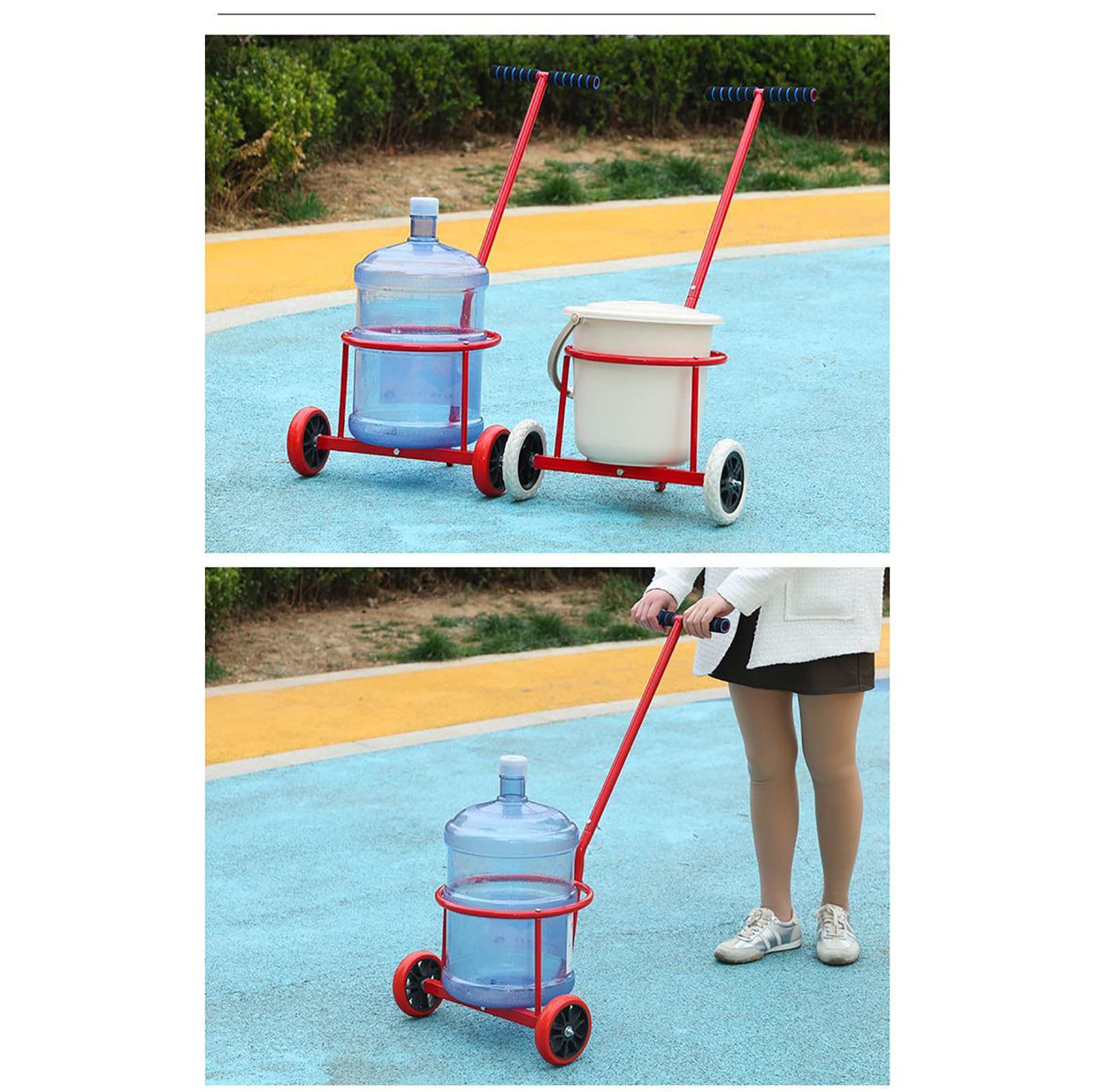 Carretilla De Mano, Carretilla para Cubos, Capacidad De Carga: 100 Kg, Diámetro: 29 Cm, Alto: 80 Cm, para Transportar Latas De Leche, Cubos Y Botes De Basura,10cm