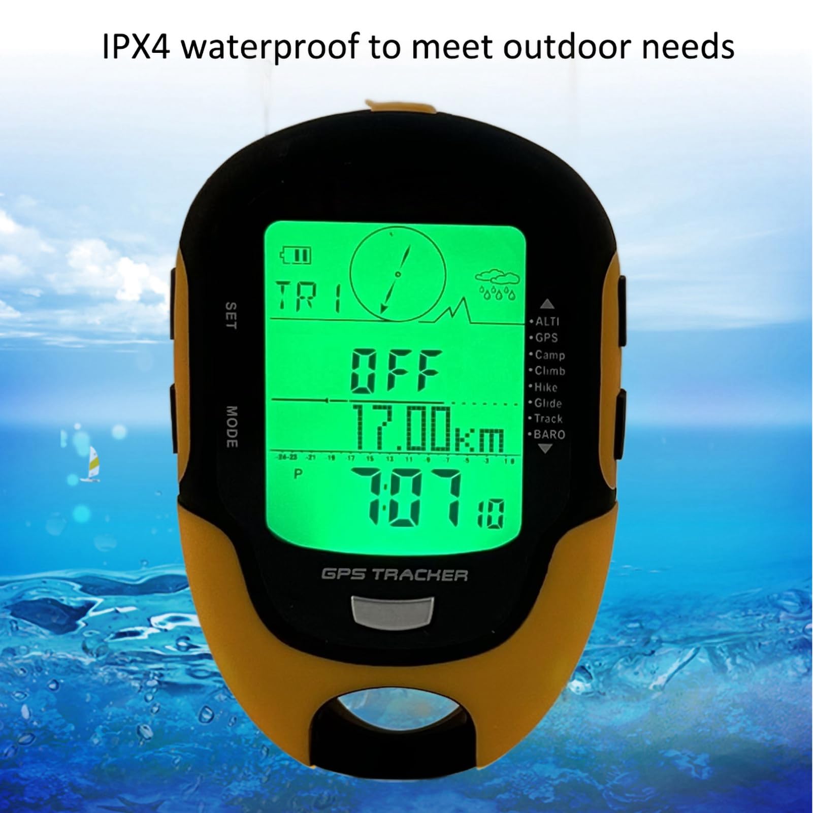 Chrees FR510 ABS IPX4 WASGERFORTE GRADE OUTTOOR -NAVIGATION Höhenmesser Temperaturfeuchtigkeit Kompass GPS Elektronischer Höhenmesser GPS Elektronischer