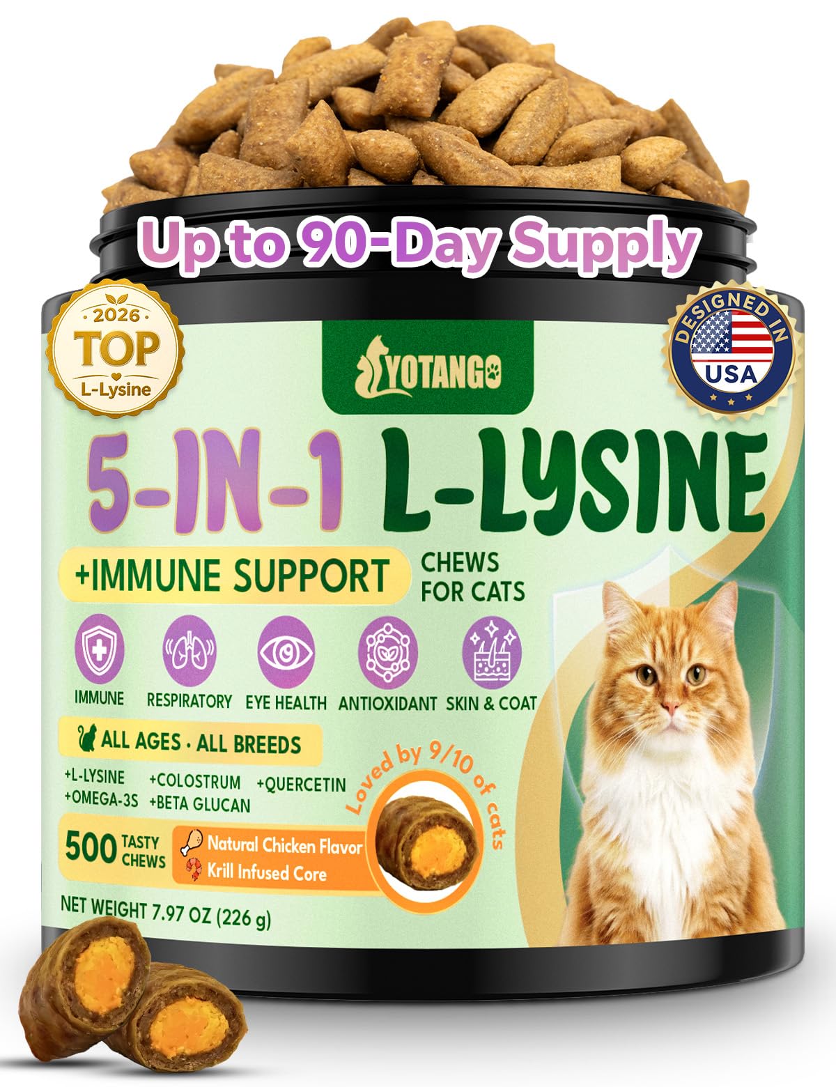 Lysine for Cats, L-Lysine for Cats Chews & Treats, 500 Ct, Immune Support
