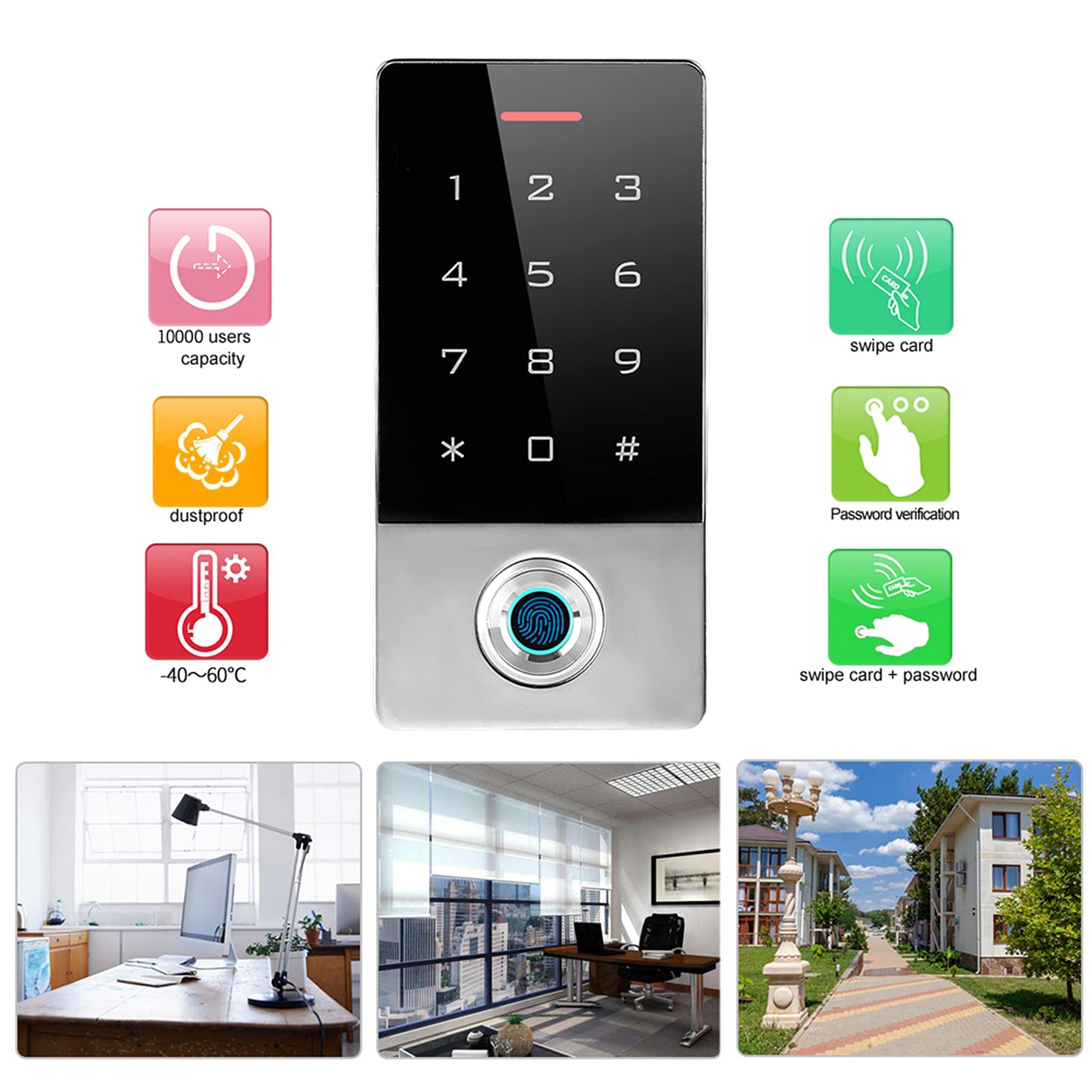 Bediffer Máquina de Control de Acceso de Huellas Dactilares de Metal Contraseña de Tarjeta de identificación WiFi para Oficina Familia Banco prisión, de control de acceso