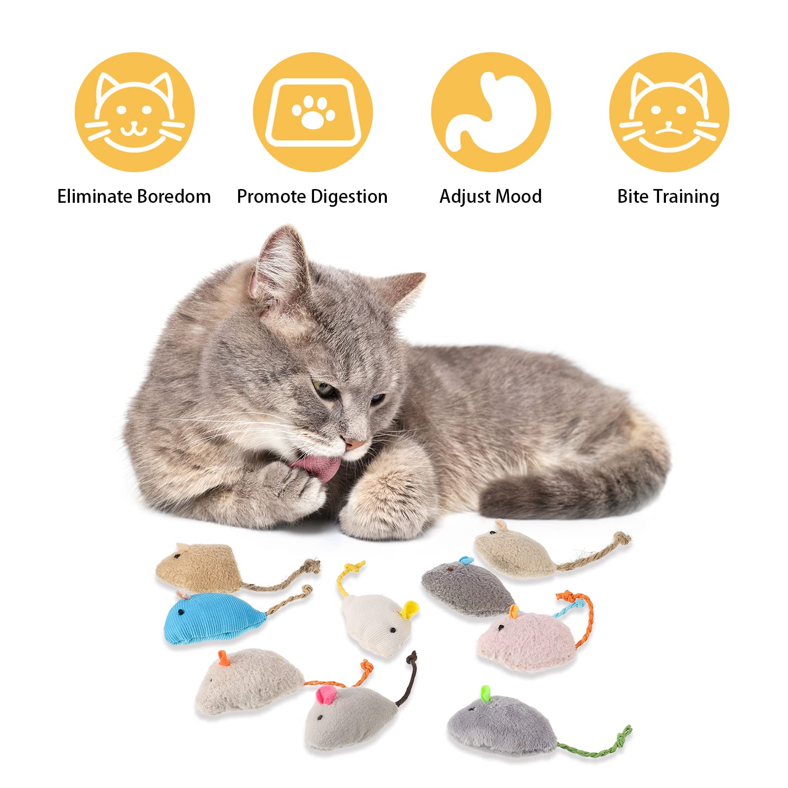 Jouets Pour Chat Avec Herbe à Chat - Lot De 16 (souris, Plumes, Balles) - Stimulation Et Nettoyage Des Dents