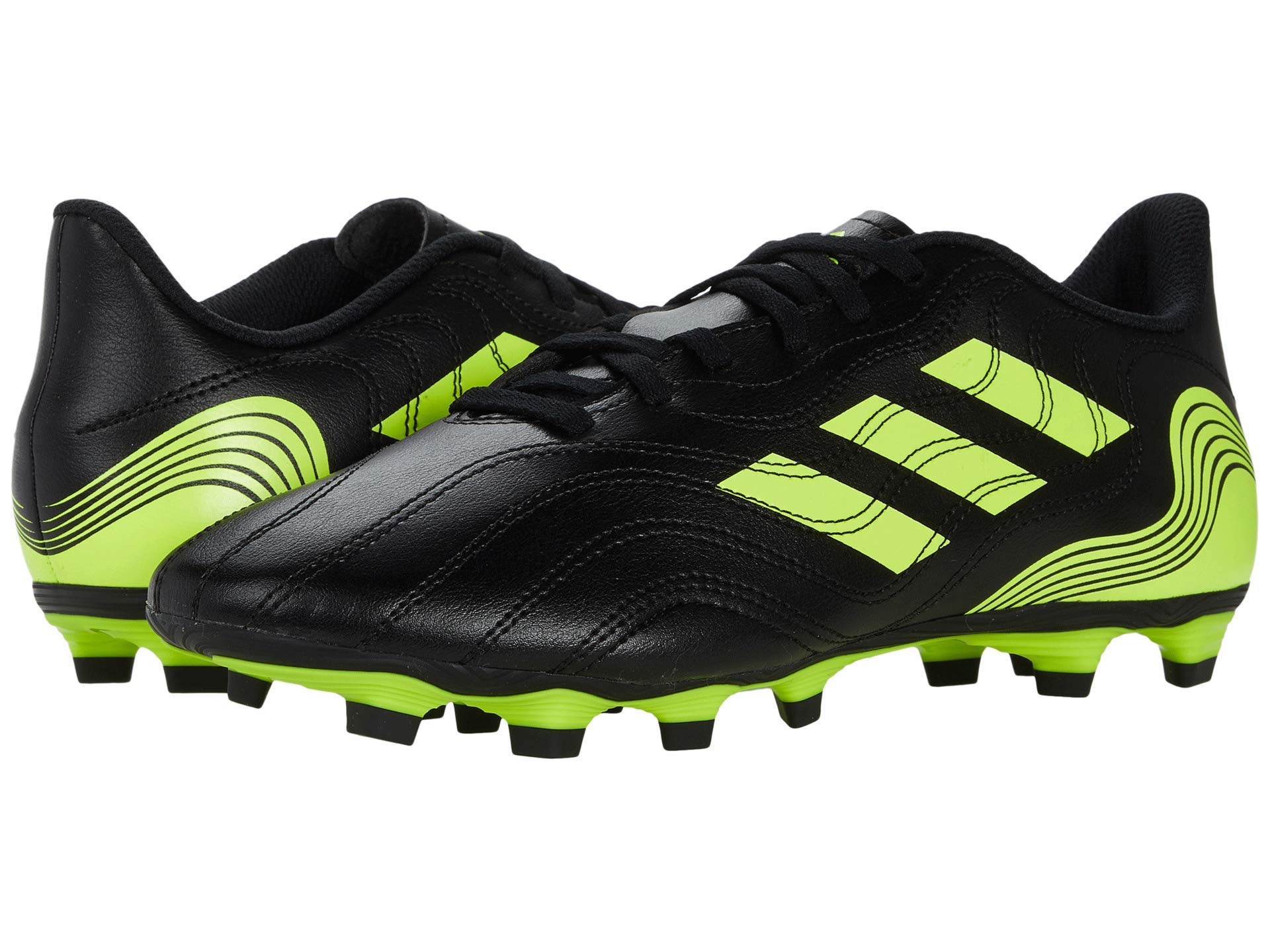 adidas Men's Copa Sense.4 Firm Ground Soccer Shoe, Black/Solar Yellow/Solar Yellow, 9.5