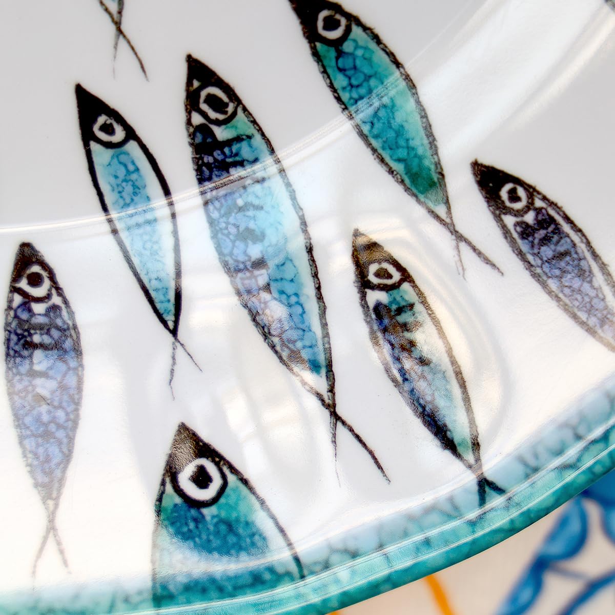 ARCA, Servizio di Piatti, Set di 6 Piatti Piani, Realizzati in Melamina, Set per la Tavola, Collezione Fish, 28x2 cm