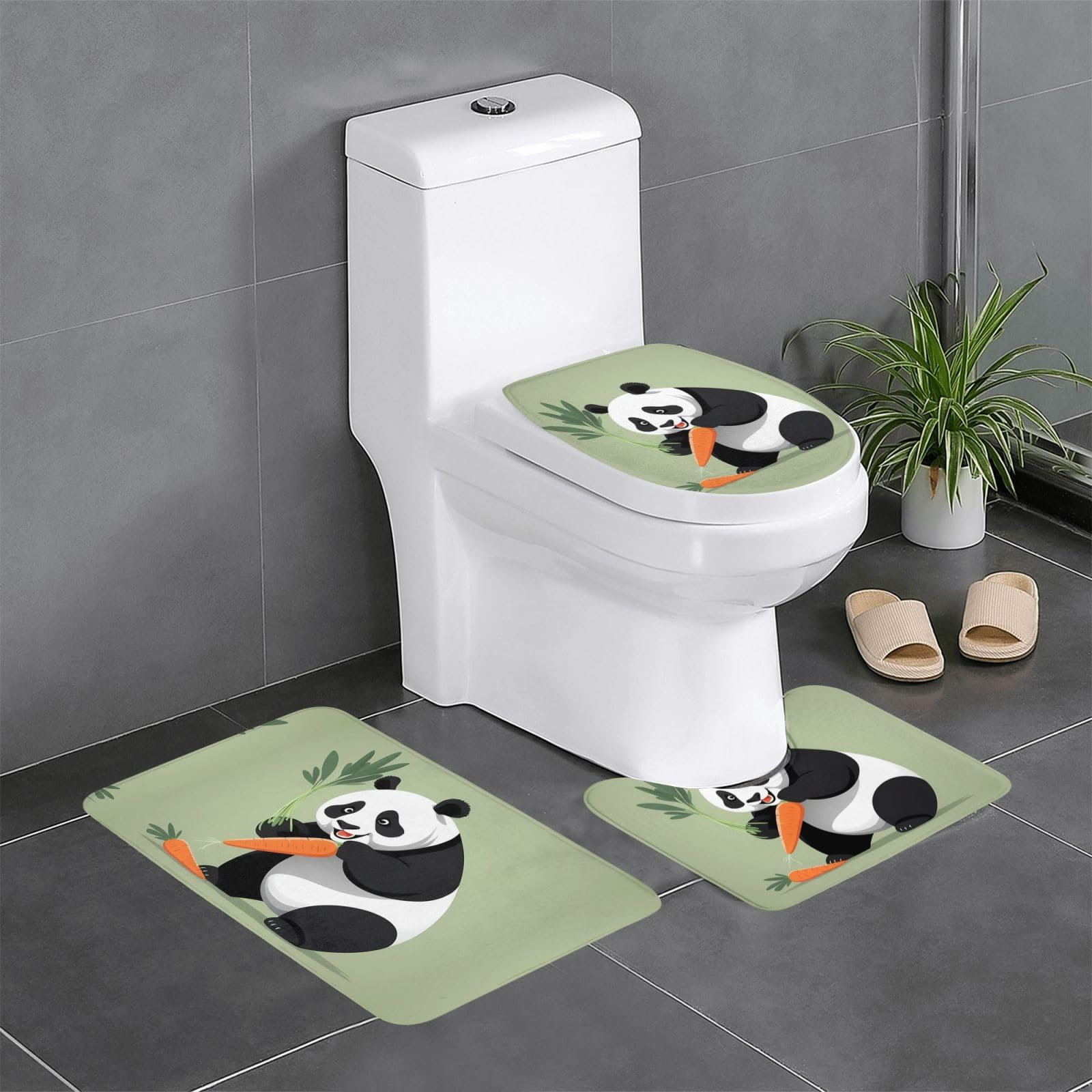 Tapis de sol panda en flanelle douce et épaisse lot de 3 tapis de bain absorbants