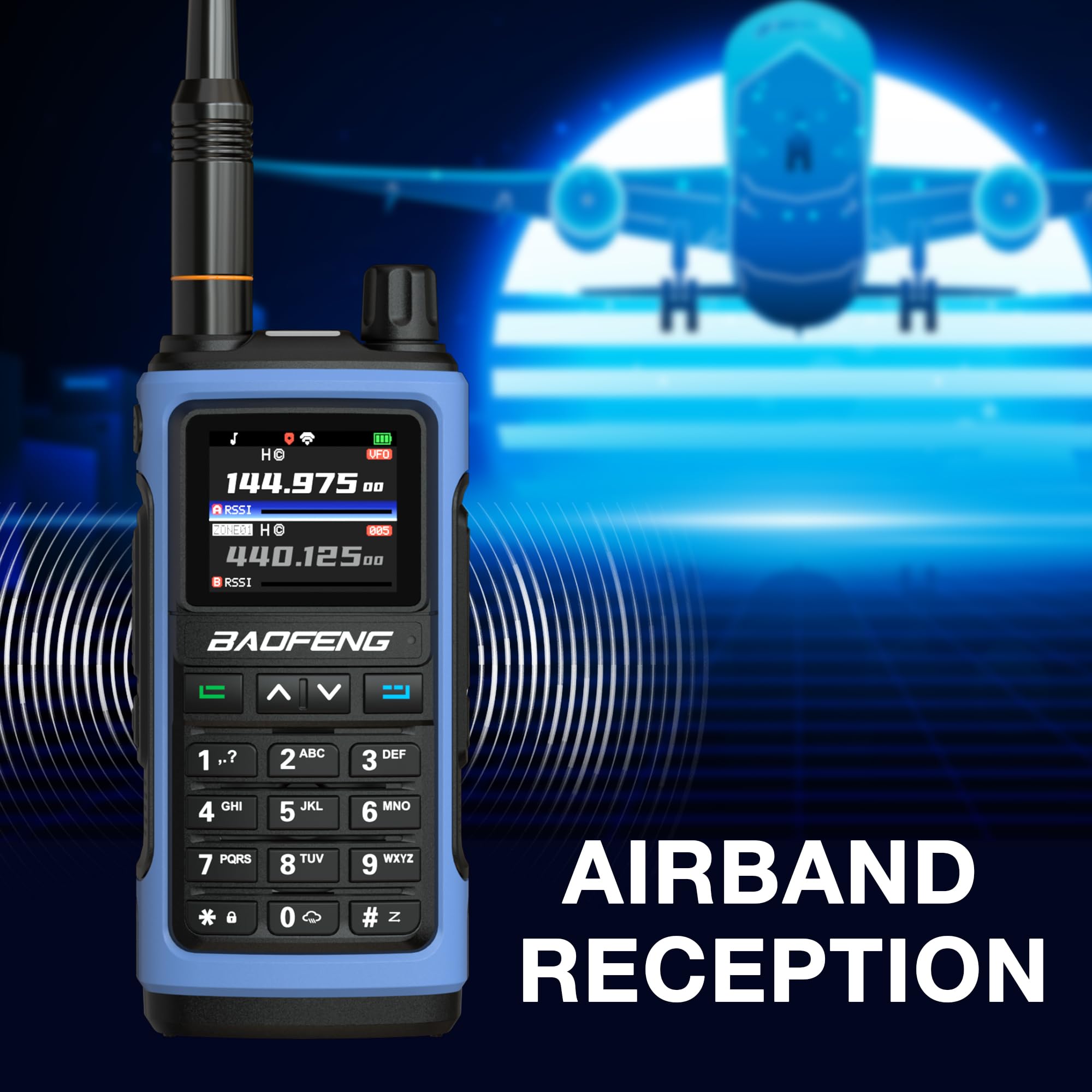 BAOFENG UV-7B Radioamatorskie Walkie Talkie, Programowanie przez APP & CHIRP, UHF/VHF, Odbiór Lotnictwa/FM, 1000CH, Ładowanie USB-C, Kopiowanie Częstotliwości, Mikrofonogłośnik i Antena High Gain