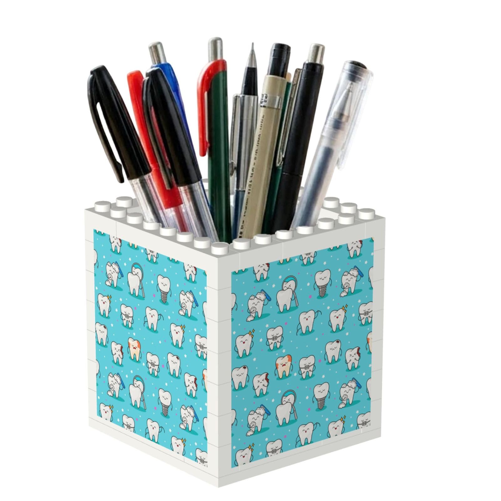 Poadnly Teeth Background, Pen Pot Pencil Holder for Office Home School, Compact Desk Organiser for Office Stationery