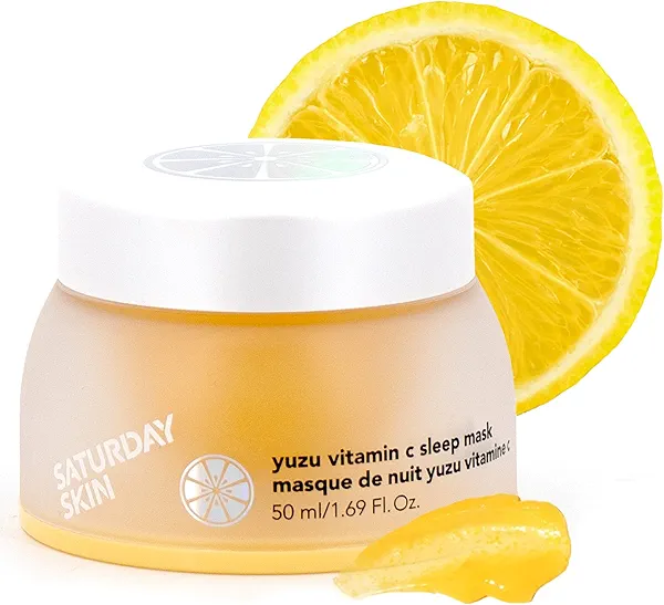 Saturday Skin Yuzu Vitamin C Sleep Mask Regenerist Retinol Ultra Rich Face Moisturizer Cream Smooth Skin and Reduce Wrinkles Ideal for All Skin Types
