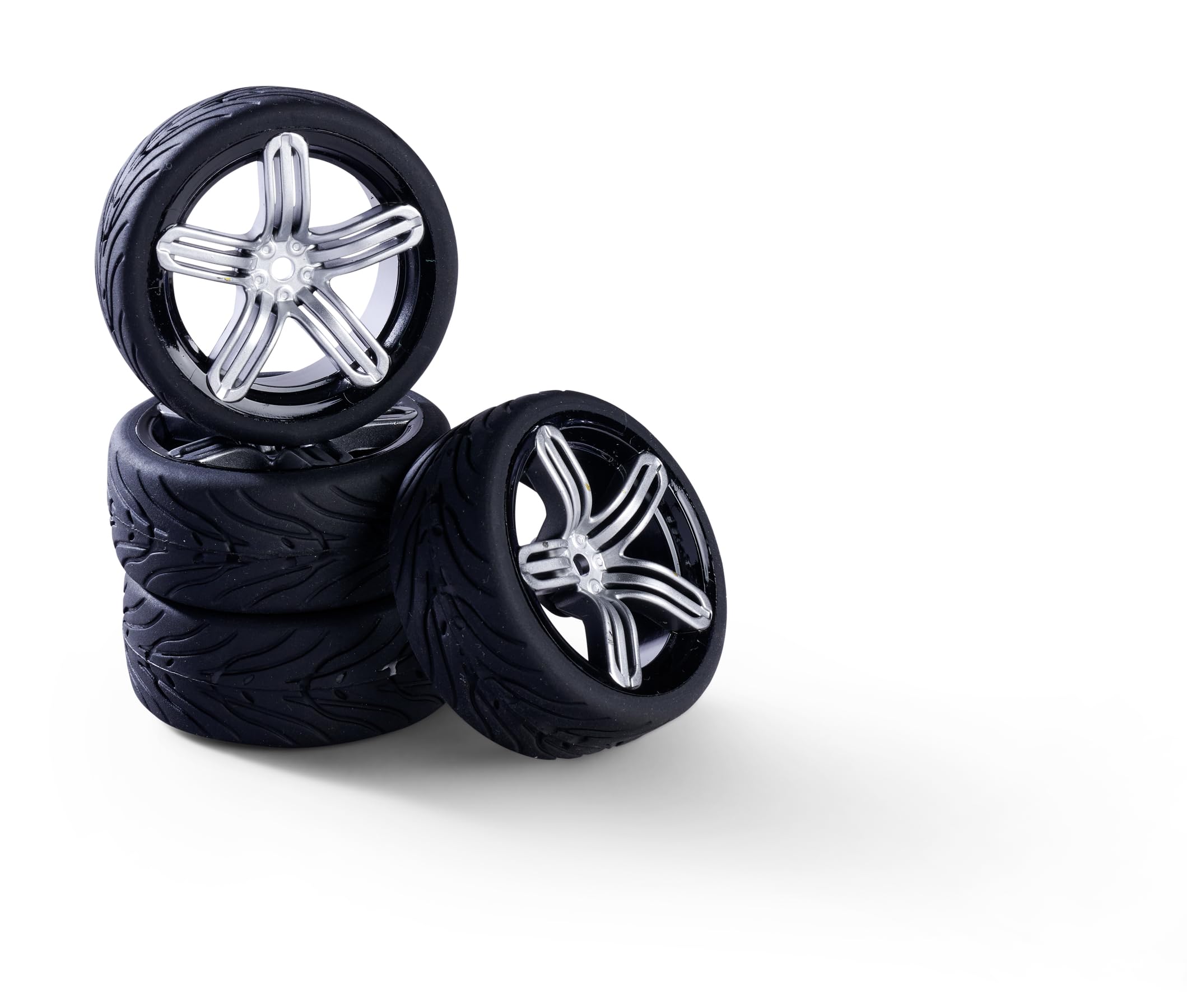 Roues SC Carson 1:10 de style 6S argentées pour la performance RC - 4