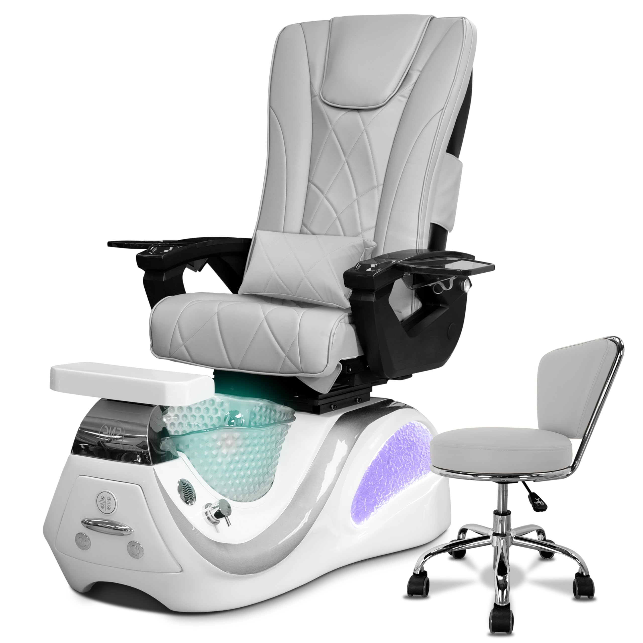 Spa Nail Equipment LLC Dolphin Pedicure Chair with Massage, Built-in Remote, Overflow Protection, Acetone-Resistant Leather