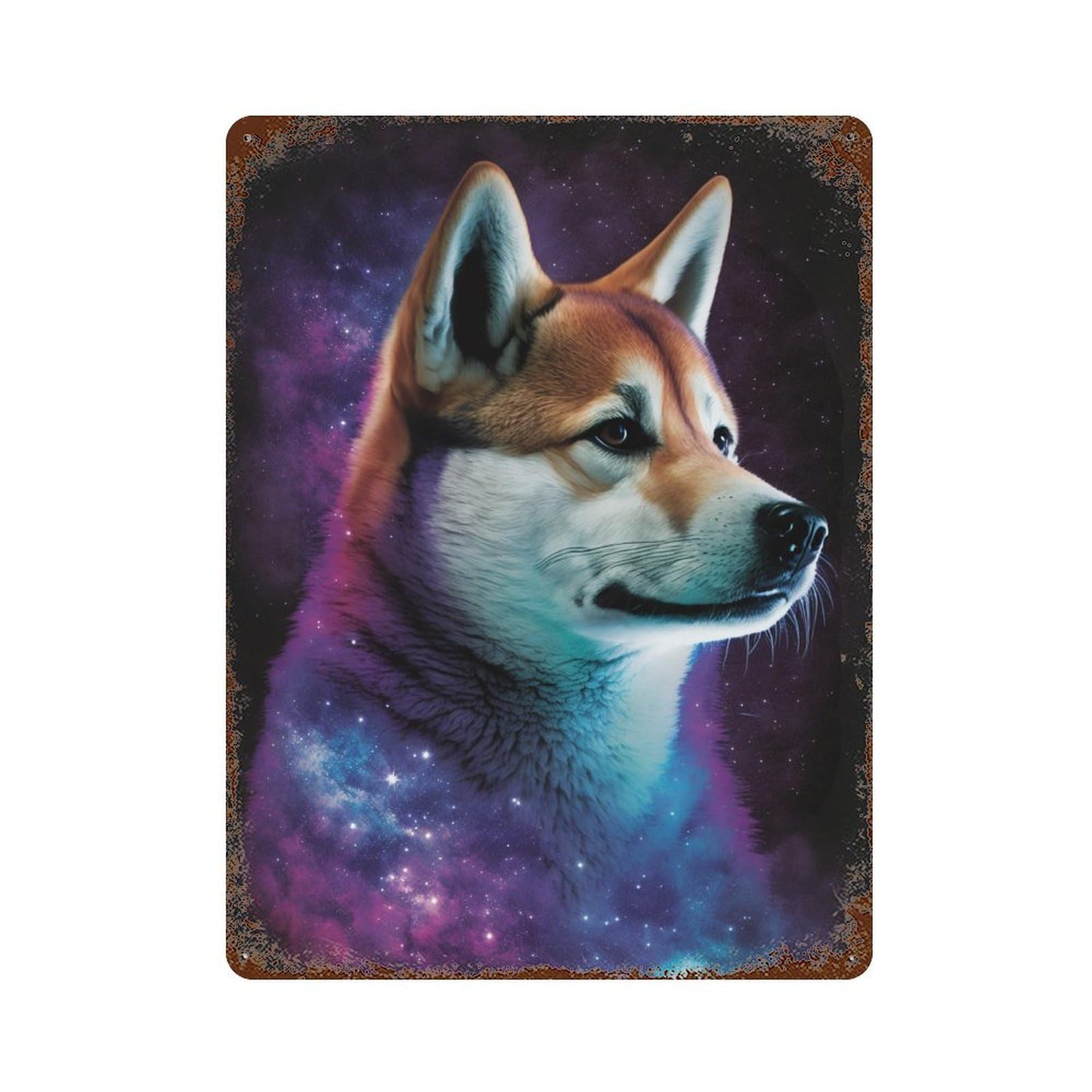 Cosmic Canine Profile-1 15.7"x11.8" Retro Metal Sign, Vintage Wall Decor for Office, Studio And Wall Decor
