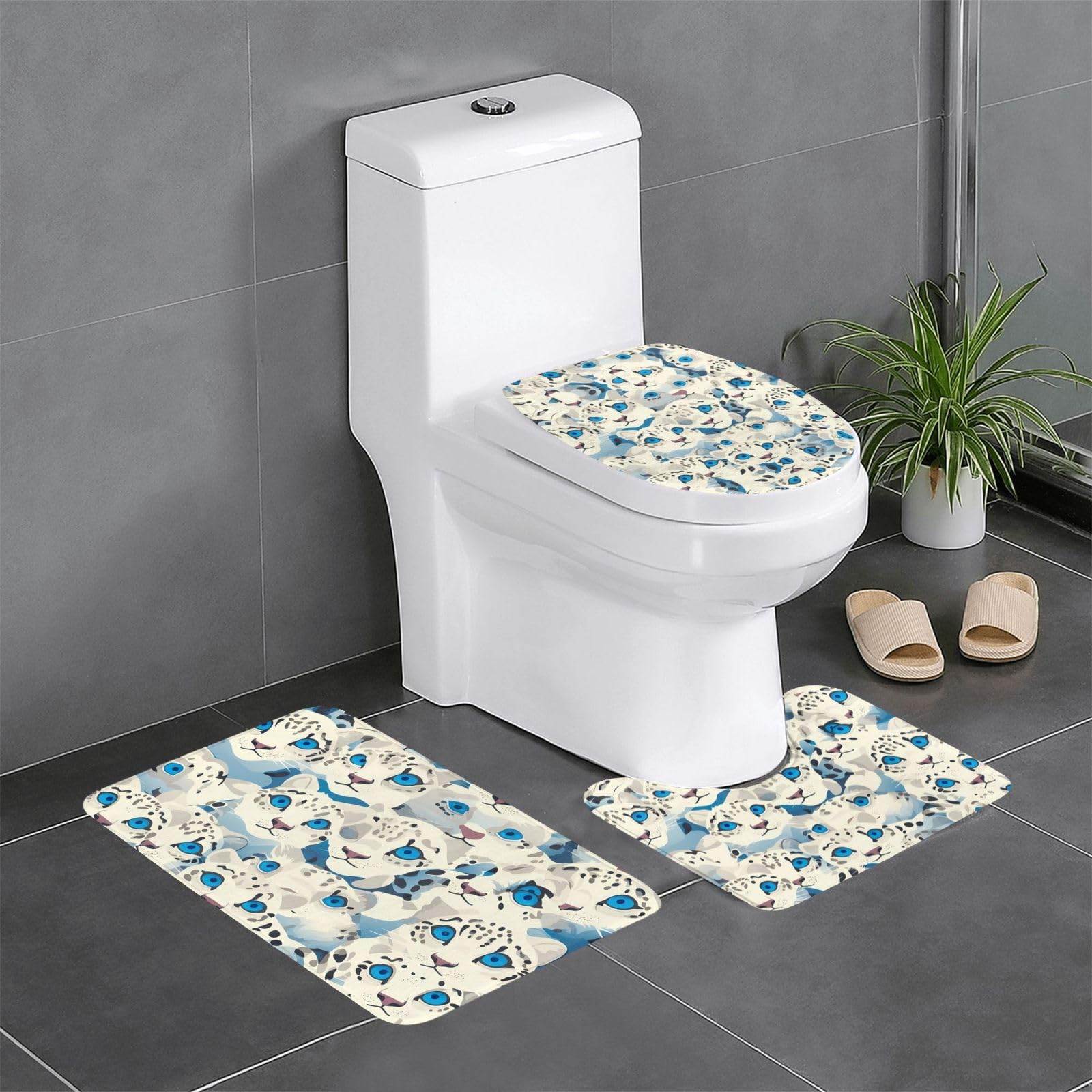 Tapis de bain antidérapant lot de 3 léopard lavable et sécurisé
