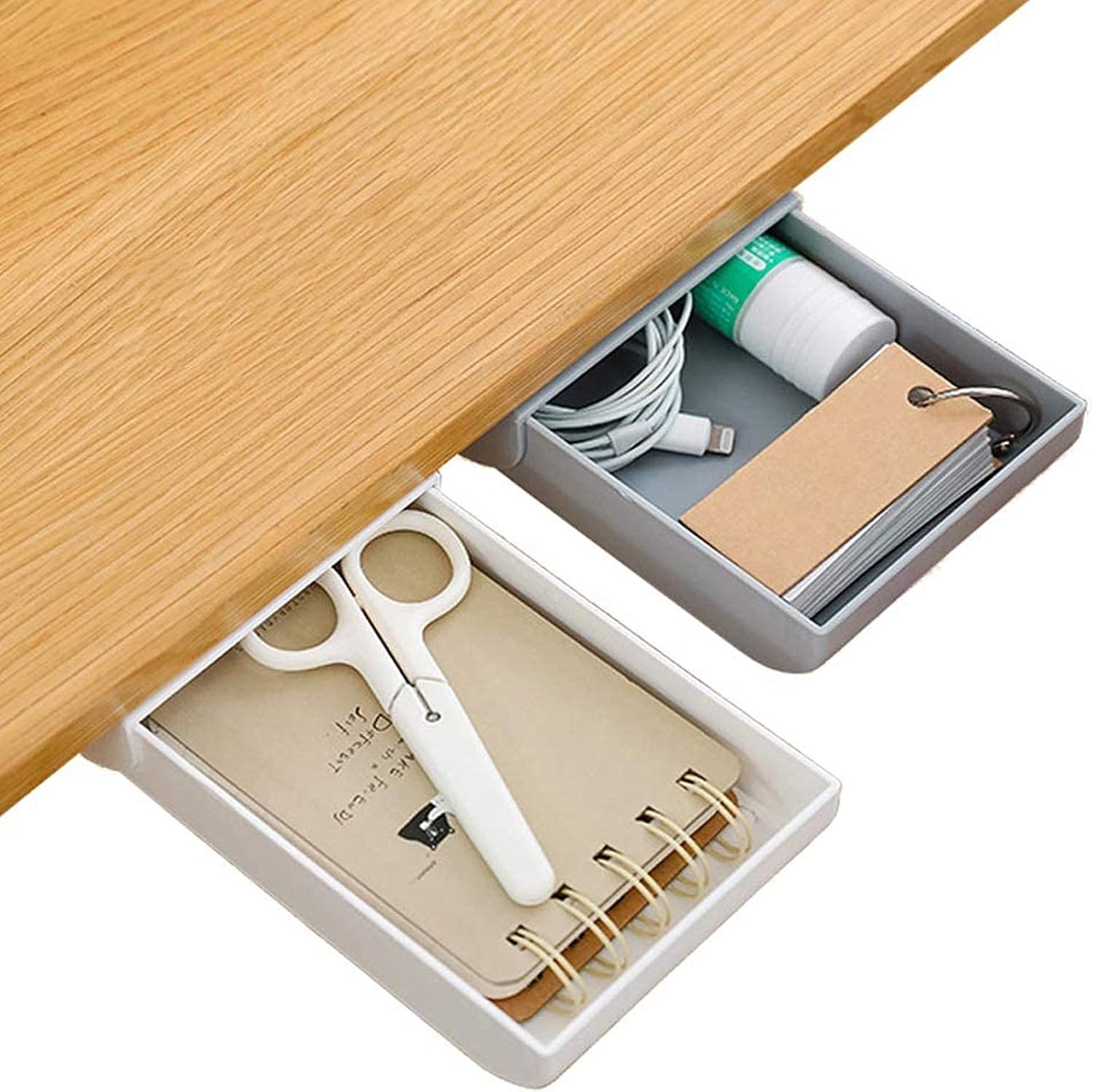 Desk Organizer, 2 Pcs Desk Drawer Organizer,Hiding Under The Table