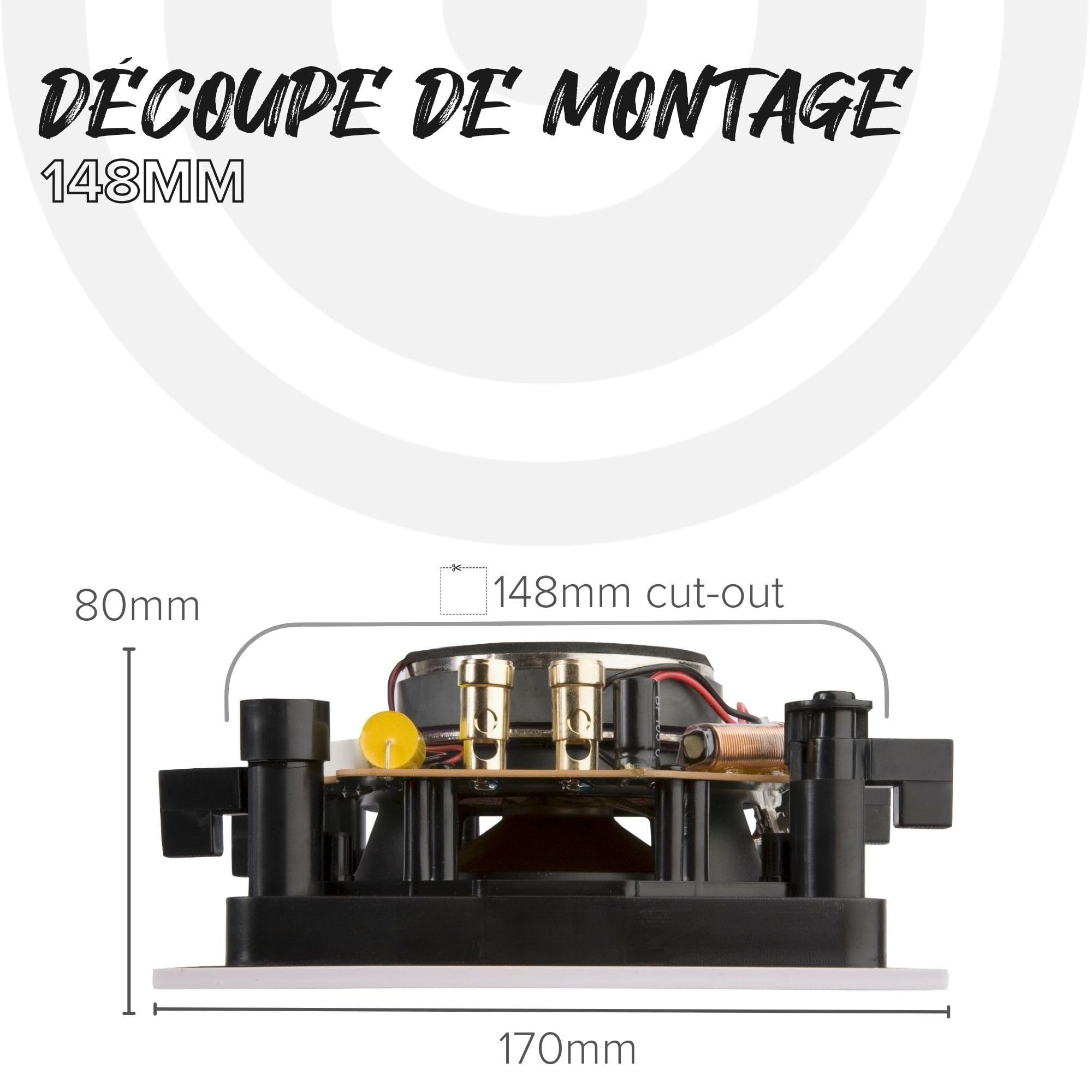 Artsound HPSQ525 Enceintes murales/Plafond 5,25 Pouces, 10-100 Watt, pour Maison, Salle de Bain, Cuisine, Bureau, HiFi, avec Tweeter pivotant, cône en Aluminium, gabarit de découpe pour Une