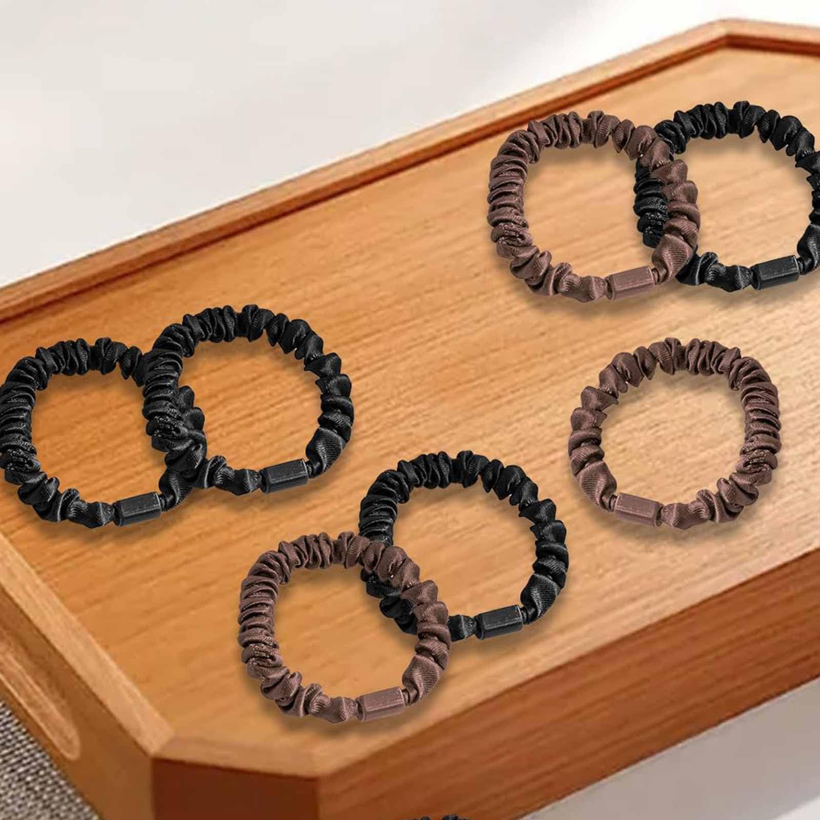 20 PCS Silk Hair Ties Elastics Hair Bands Girls Silk Bobbles Ponytail Holders Sleepy Hair Accessories No Damage for Curly Long Hair (Black - Image 4