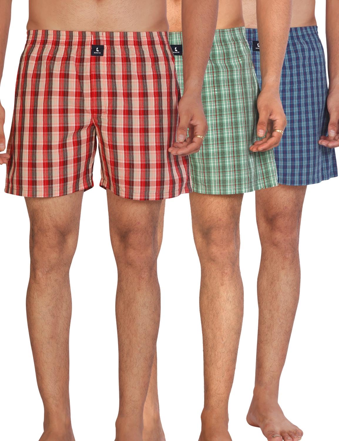 Cotton Boxer Shorts for Men, Breathable, Comfortable & Lightweight (Pack of 3)