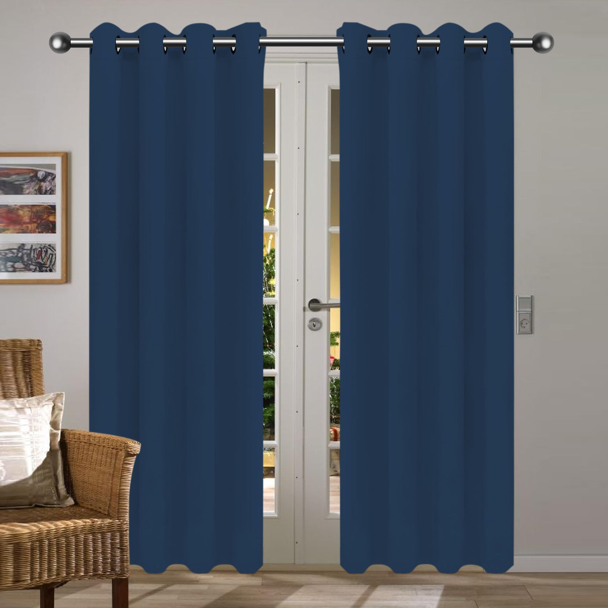 Rideau occultant isolant bleu marine de qualité supérieure au fini plissé chic - 230x170 cm