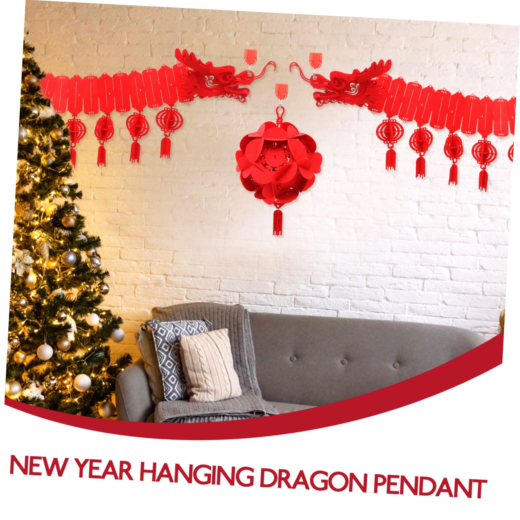 TOPBATHY 2 Sätze Chinesische Neujahrsdekoration deckenverkleidung Living Room Decoration rote Girlande Frühlingsfest Szene Anhänger hochzeitsdeko Frühlingsfest-Drachen-Anhänger Vlies