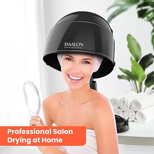 Miniatura 7 de TASALON Portable Hooded Hair Dryer Bonnet, 1875W Height Adjustable Salon Home Hair Dryer with Hood, 3 Heating Settings - Black