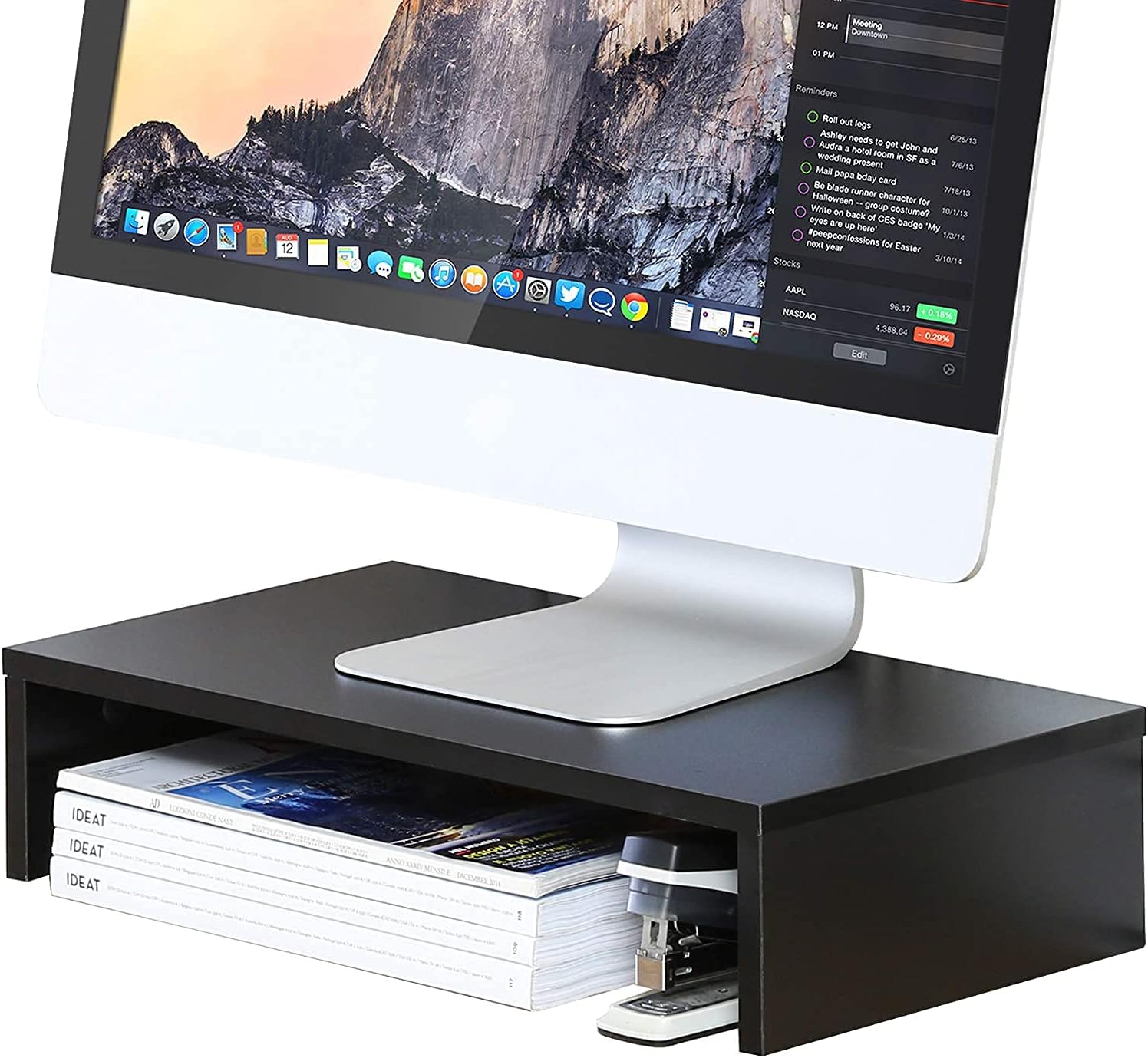 NC Monitor Stand Printer Shelf Stand Computer Monitor Riser Wood Desktop Stand for Laptop TV Computer Screen Desk Organizer Office Supplies ，50 * 20 * 7.6cm Black