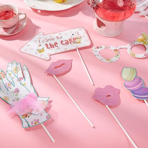 Miniatura 7 de SUNBEAUTY 14 piezas de decoración de fiesta de té, decoración de fiesta de té, suministros de fiesta de Alicia en el país de las maravillas, fiesta