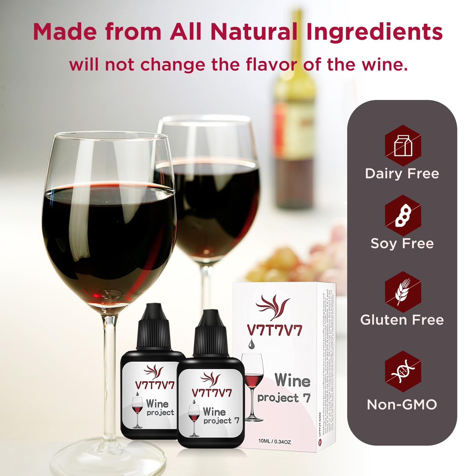 1 paquete de gotas de filtro de vino, eliminador de sulfitos rojos para amantes del vino blanco, accesorios de limpieza sin sabor, filtro para histaminas y sulfitos, regalos de fiesta para él hombres