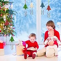 Vista 2 de Paquete de 6 carillones de viento para niños, kits de manualidades de Navidad, bricolaje 3D, carillón de viento de madera sin terminar, adornos