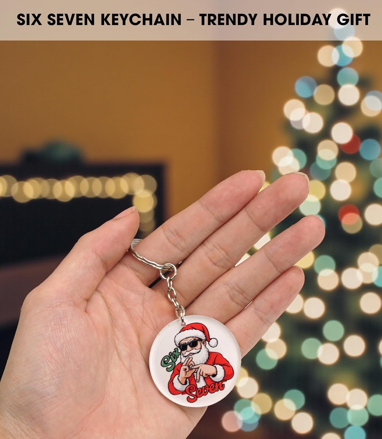 Six Seven (6-7) Meme Keychain, Funny 67 Acrylic Keychain for Teens, Stocking Stuffer for Boys Girls & Friends - Image 4