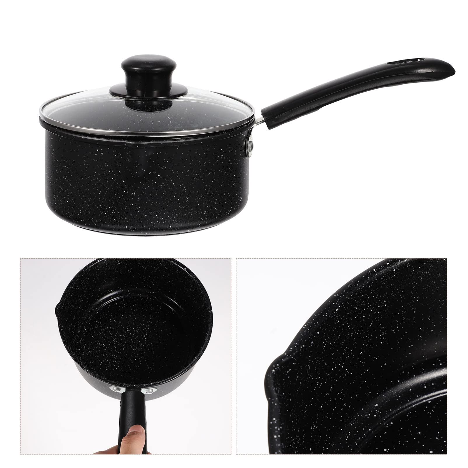 Pentola per Latte Antiaderente per Pappe, Casseruola Leggera | Acciaio al Carbonio e Ferro, Plastico e Vetro, Uso una Mano, per Porridge e Zuppa Calda